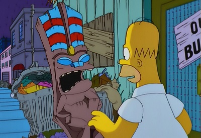 Simpsons Homer finds a tiki